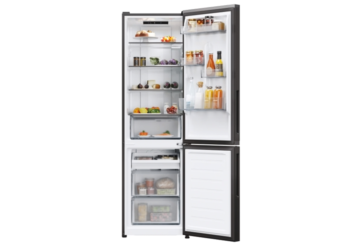 Απεικονίζεται η συσκευή με τις διαστάσεις της και δίπλα σακούλες με τρόφιμα και ένδειξη συνολικής ποσότητας 280l.